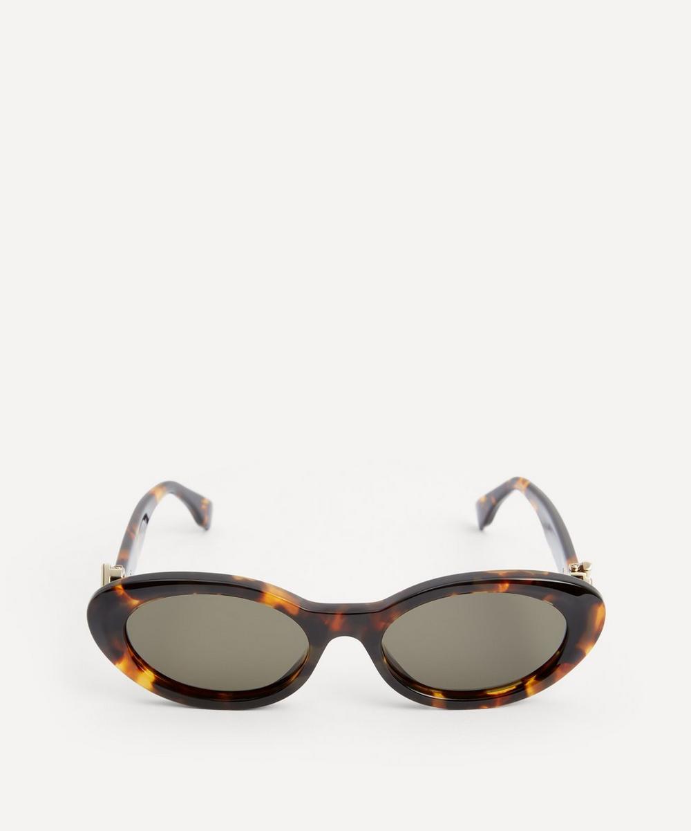 Oval Ff Diamonds Havana Acetate Sunglasses