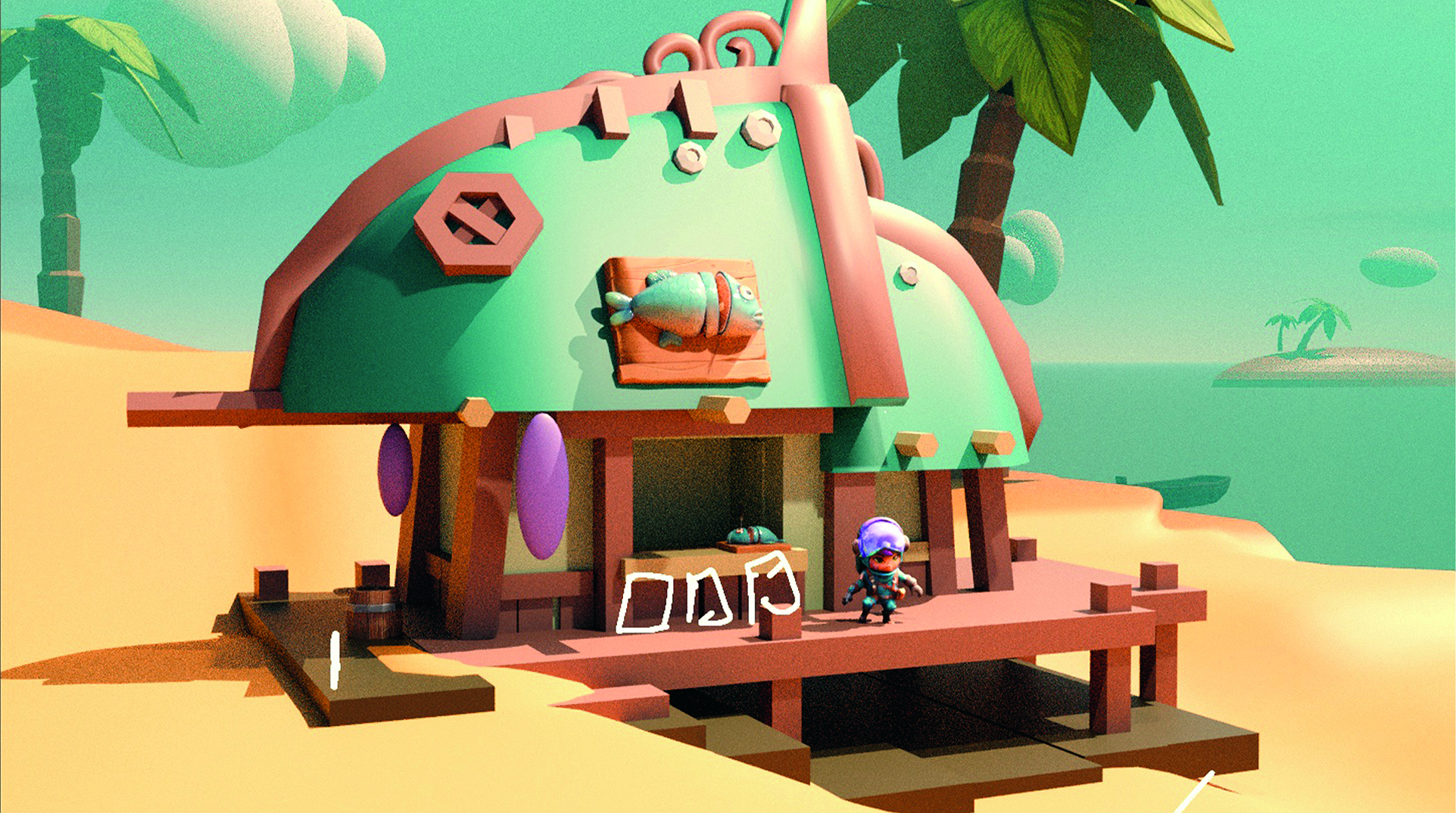 A 3d model of a beach hut
