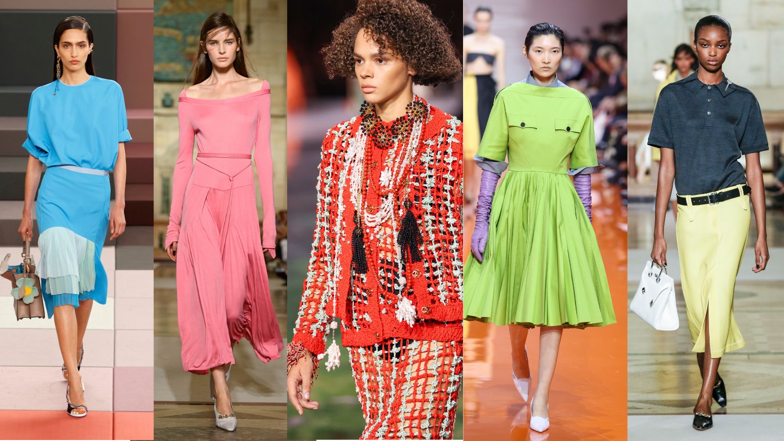 5 models wearing some of the biggest fashion colour trends of 2026