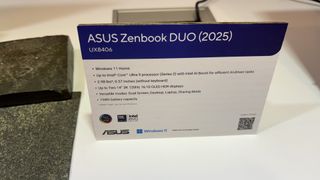 Asus Zenbook DUO (2025) specs sheet at CES 2025