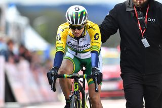 Katrin Garfoot crossing the line for ninth place at La Flèche Wallonne