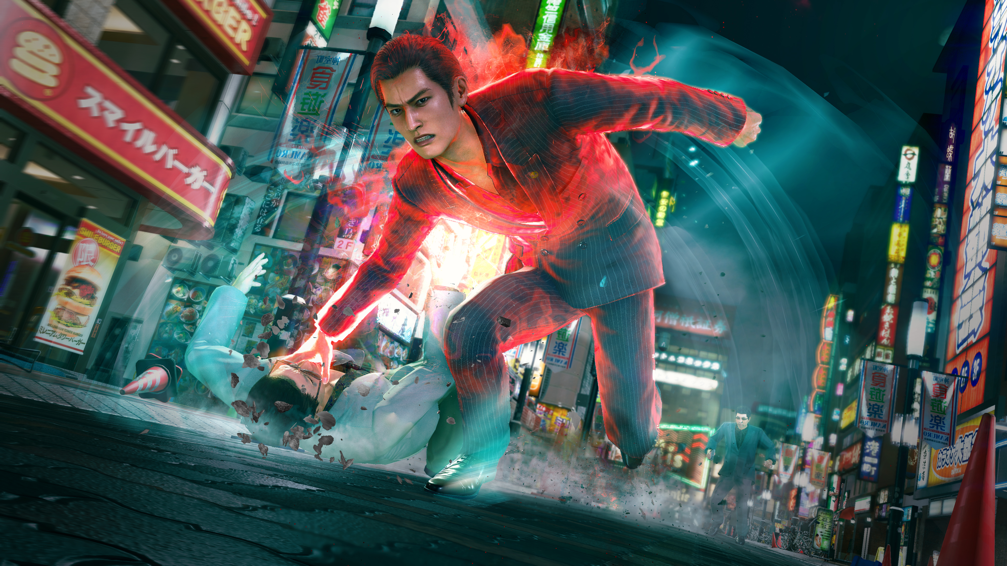 a yakuza member drags someone along the street