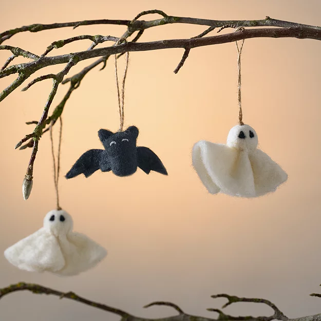 Felt Ghost and Bat Decorations &amp;ndash; Set of 6 | Decorative Accessories | the White Company