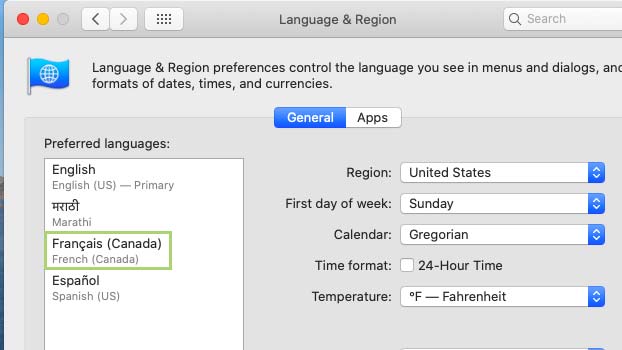How to change the language on a Mac