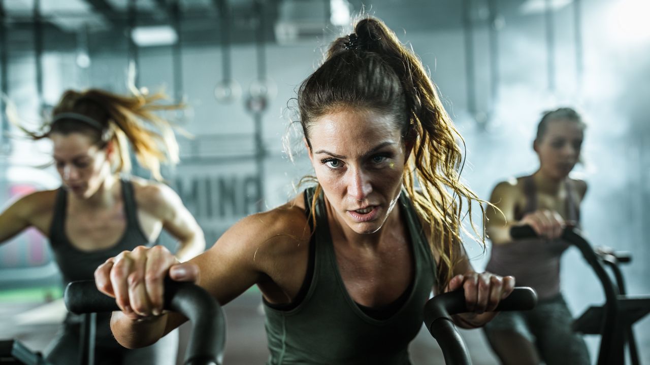 Women in a spin class