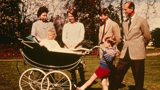 Queen Elizabeth II and The Prince Philip, Duke of Edinburgh with their children (right to left); Charles Prince of Wales, Prince Andrew, Prince Edward and Princess Anne celebrating the Queen's 39th birthday