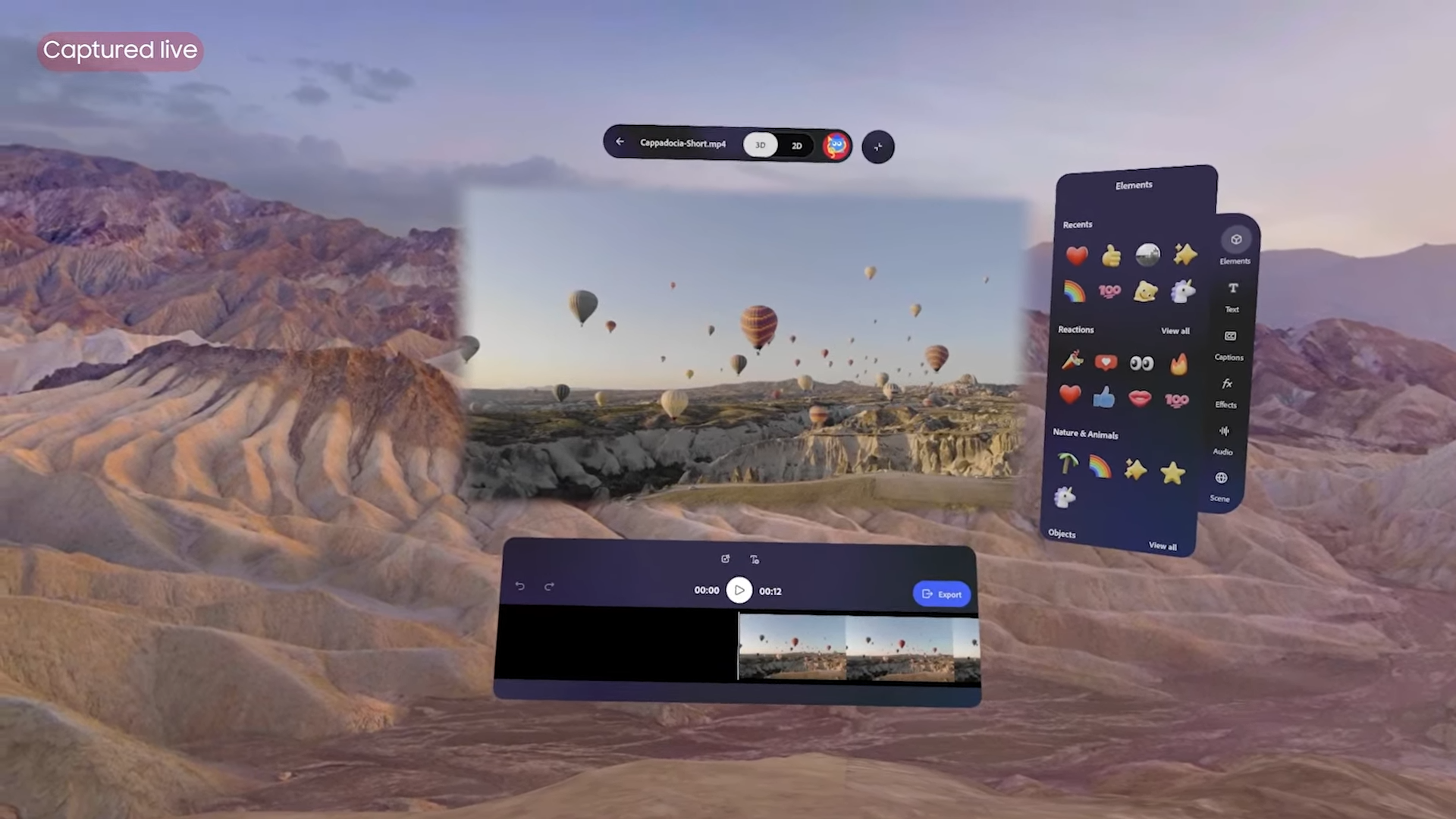 Spatialized UI working in Adobe app on Galaxy XR