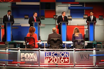 Republican candidates at the Fox Business debate in November.