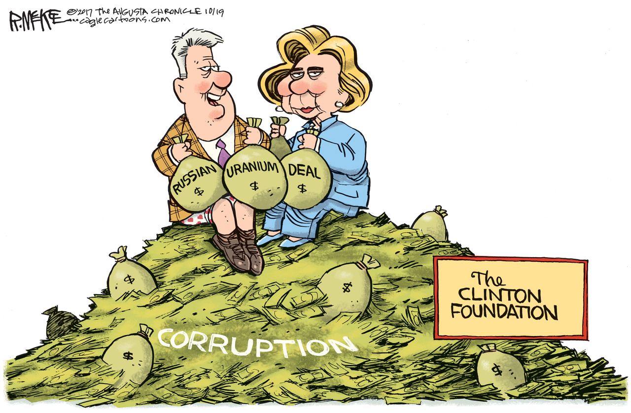 Political cartoon U.S. Clinton Russia uranium corruption