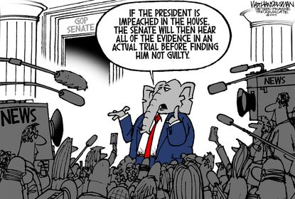 Political Cartoon U.S. GOP Senate Impeachment Trump Not Guilty