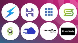 An image of web hosting logos on a TechRadar background