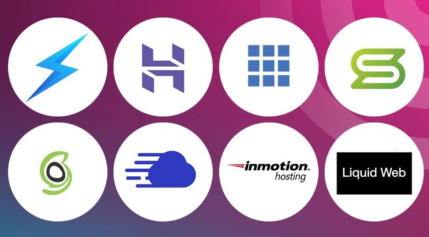 An image of web hosting logos on a TechRadar background