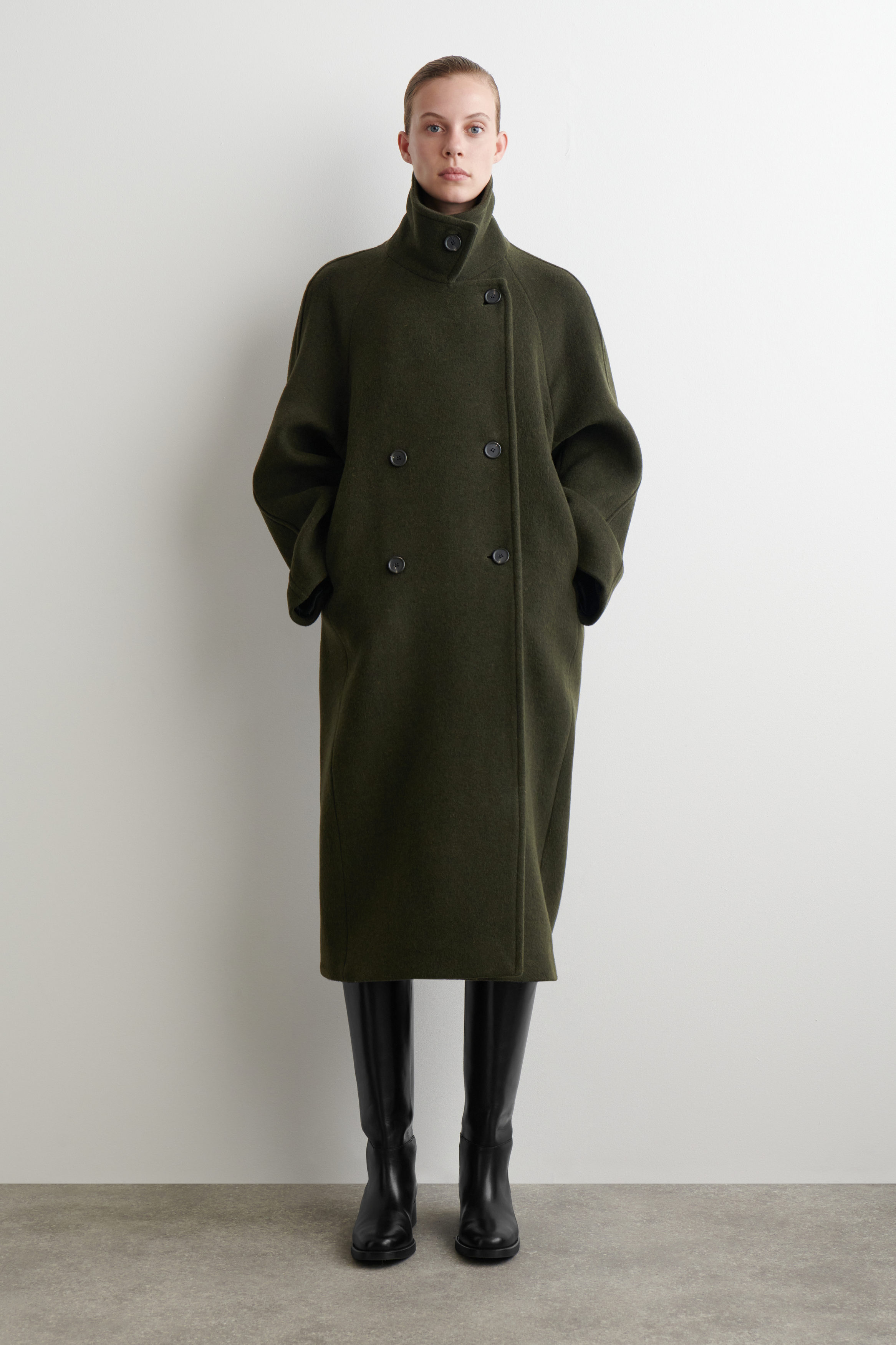 Oversized Double-Breasted Wool Long Coat