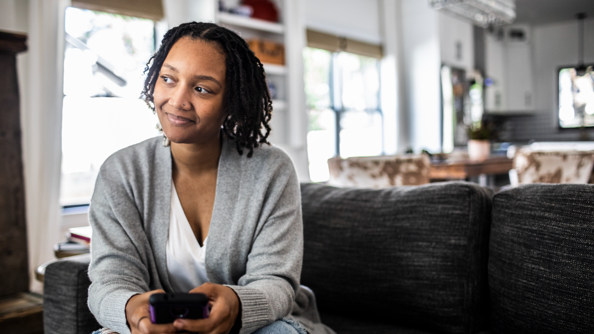 woman using phone