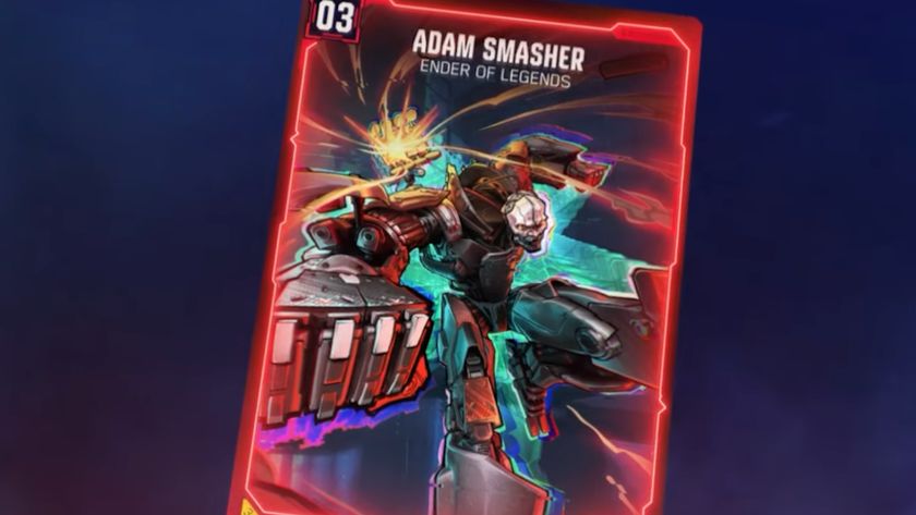 Adam Smasher card against a blue background