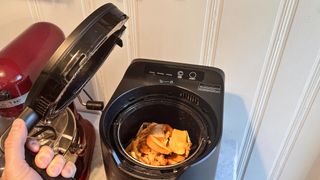 Luma composter on counter with lid off