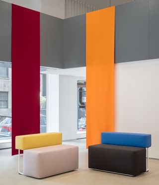 Bold sofas in Kvadrat New York showroom