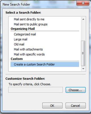 Create a new search folder in Outlook 2010