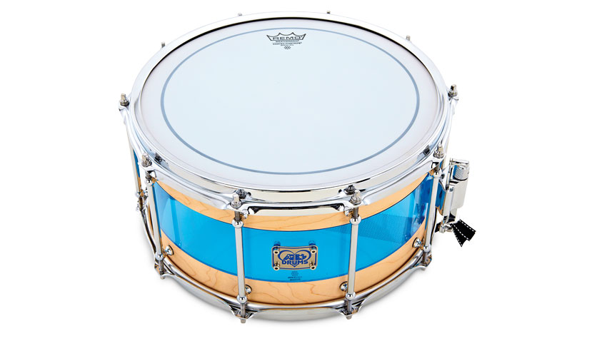 This maple/acrylic hybrid is an intriguing drum with several eye-catching, not least the acrylic insert