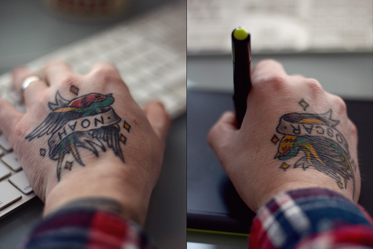 Matt H Booth asked friend and fellow tattoo devotee Ollie Munden to design his hand ink