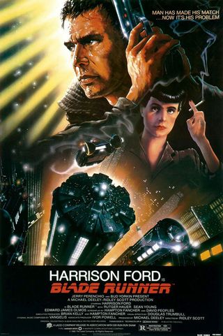 The poster for Blade Runner hints at the stunning, stylised worlds in the film