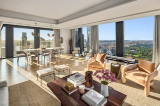 Living and dining space at 61A, inside 52 West 53 apartment building