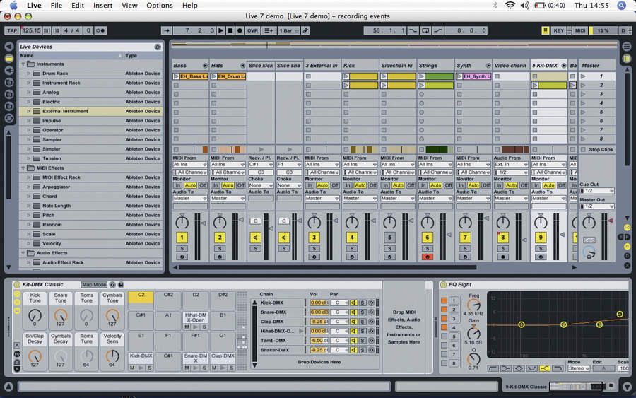 The Drum Machines soundbank make great use of the new Drum Racks
