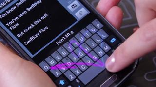 SwiftKey Flow slides in against the Android keyboard