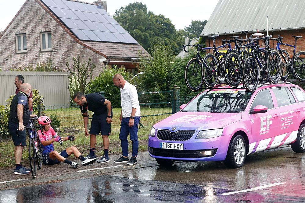 Sacha Modolo (EF Education First) crashed during stage 1 of BinckBank Tour