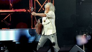 Queen guitarist Brian May on the Coachella Stage at the 2025 Coachella in Indio, CA on Friday, April 11, 2025.