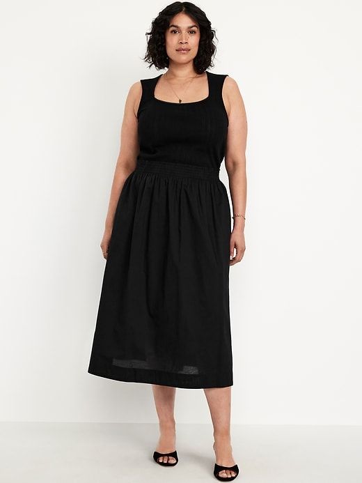 Smocked Midi Skirt