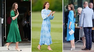 Kate Middleton wearing slingback shoes at different occasions