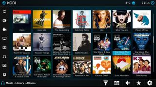 A screenshot of the Kodi homepage