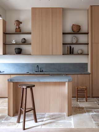 A kitchen with a concrete slab