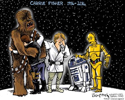 Editorial cartoon U.S. RIP Carrie Fisher Star Wars sad