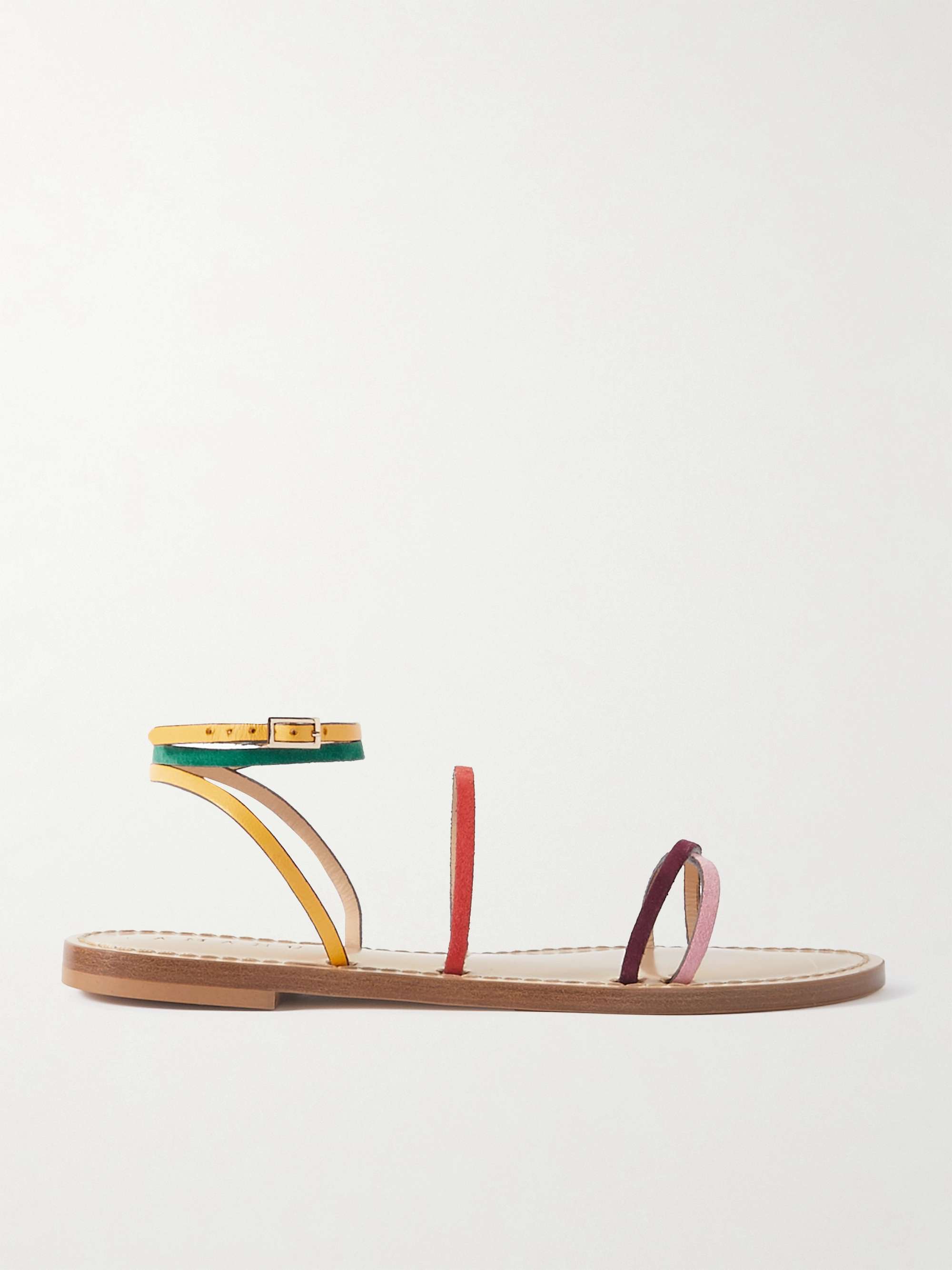 The Constantia Leather-Trimmed Suede Sandals