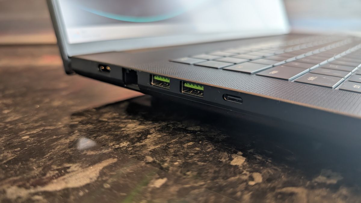 The Razer Blade 18 (2026) pictured on a black marble worktop.