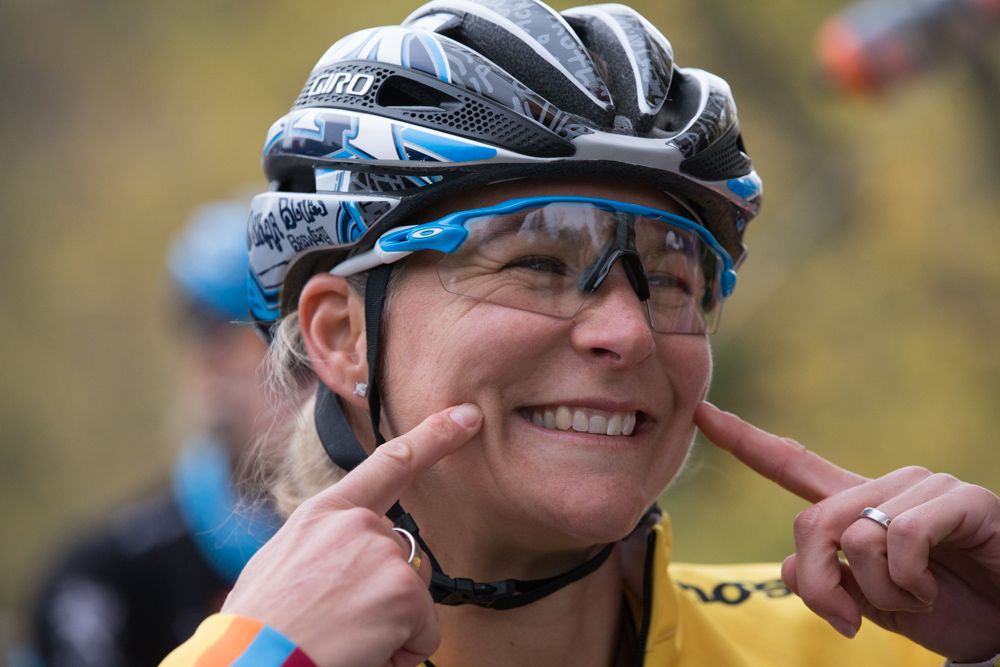 Meredith Miller, on the start grid
