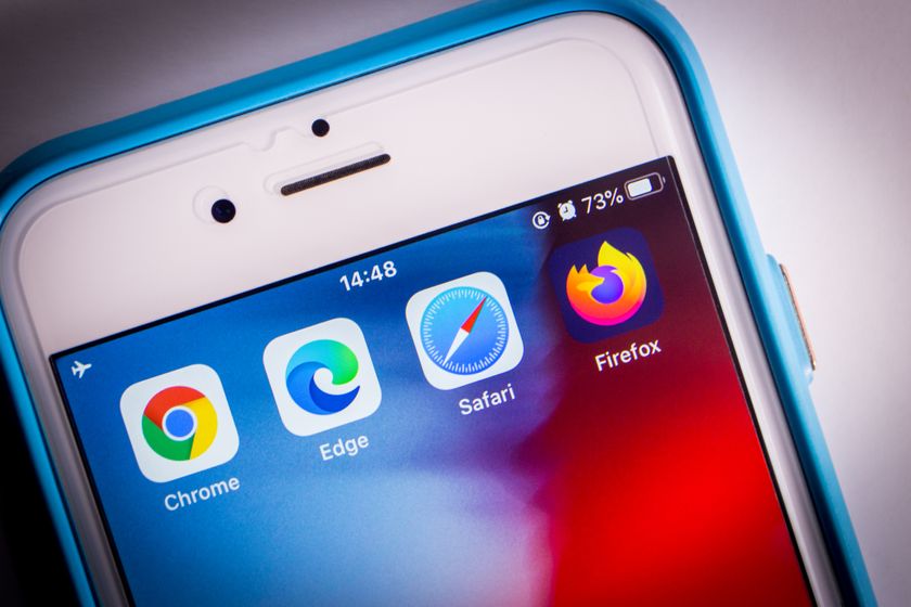 Chrome, Edge, Safari, and Firefox browser apps on a mobile phone