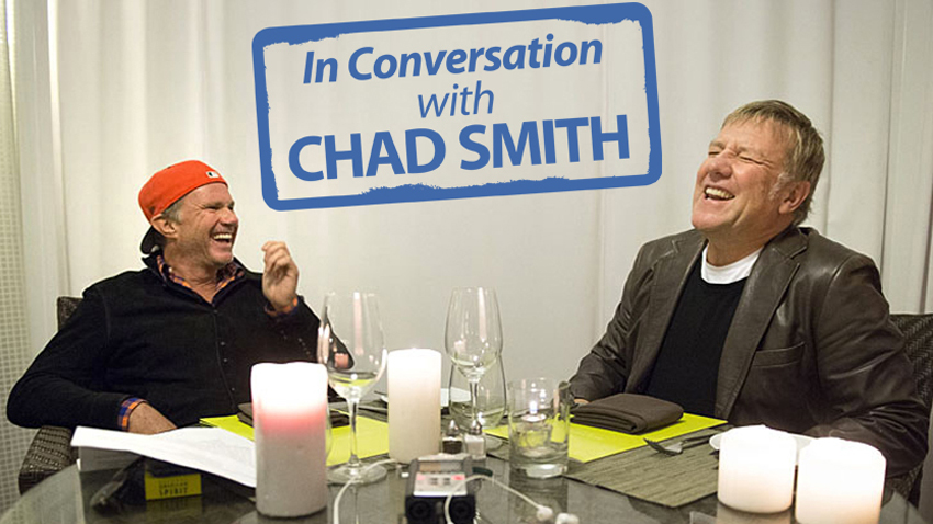 Chad Smith and Alex Lifeson, photographed at the Sunset Marquis, West Hollywood, CA, April 2013