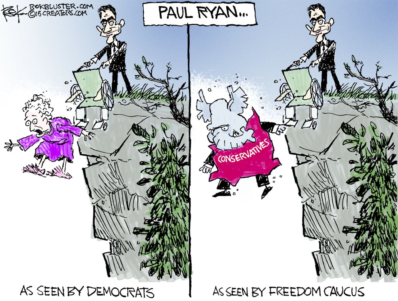 Political cartoon U.S. Paul Ryan Freedom Caucus