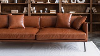 A brown leather couch