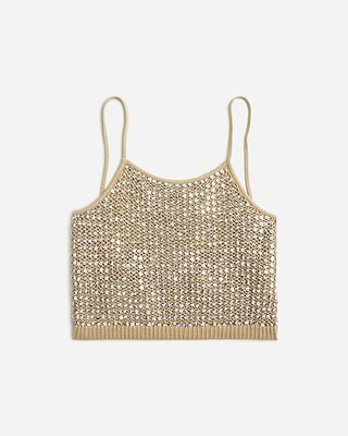 Collection Tie-Back Pointelle Tank Top With Sequins