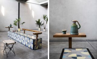 Reinterpreted maceta pots, cement-tile loungers and benches