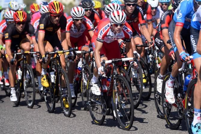 Eduard Vorganov (Katusha) gets out of the saddle