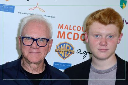 Beckett McDowell (right) with his father Malcolm McDowell (left) at a premiere
