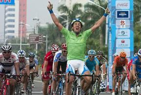 Humming along: Kenny 'The Hummer' Van Hummel (Skil Shimano) enjoys his first stage win on the tour this year.