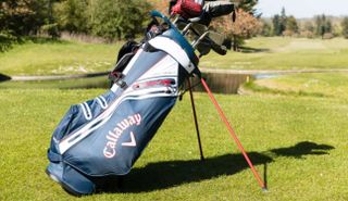 The Callaway Hyper Dry 14 Stand Bag on a green background