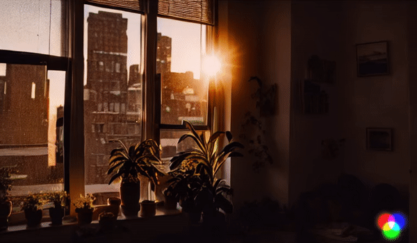 The sun peeking through the window of a New York loft