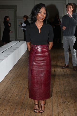 LONDON, ENGLAND - SEPTEMBER 15: Adelayo Adedayo attends the Emilia Wickstead show during London Fashion Week September 2024 at on September 15, 2024 in London, England. (Photo by Stuart C. Wilson/Getty Images)